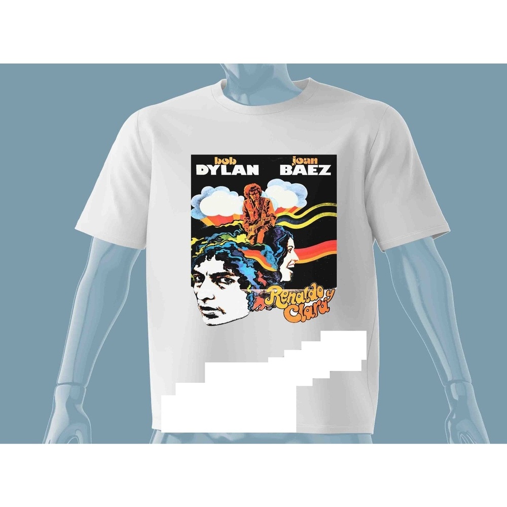 Bob Dylan Joan Baez Tee - Pop Folk - The Beatles The Byrds White